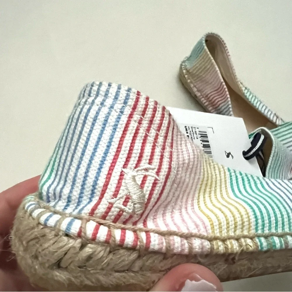 NWT Joules Colorful Striped Espadrille Flats Shoes Size 6 Pink Blue Yellow Green